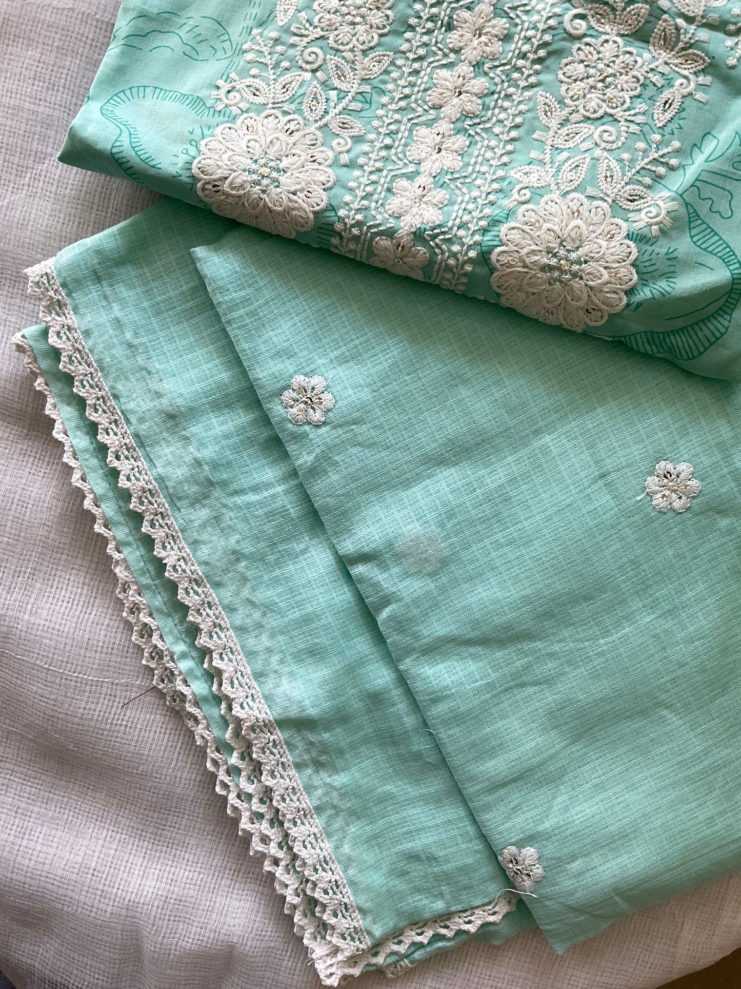 Turquoise green striped suit set