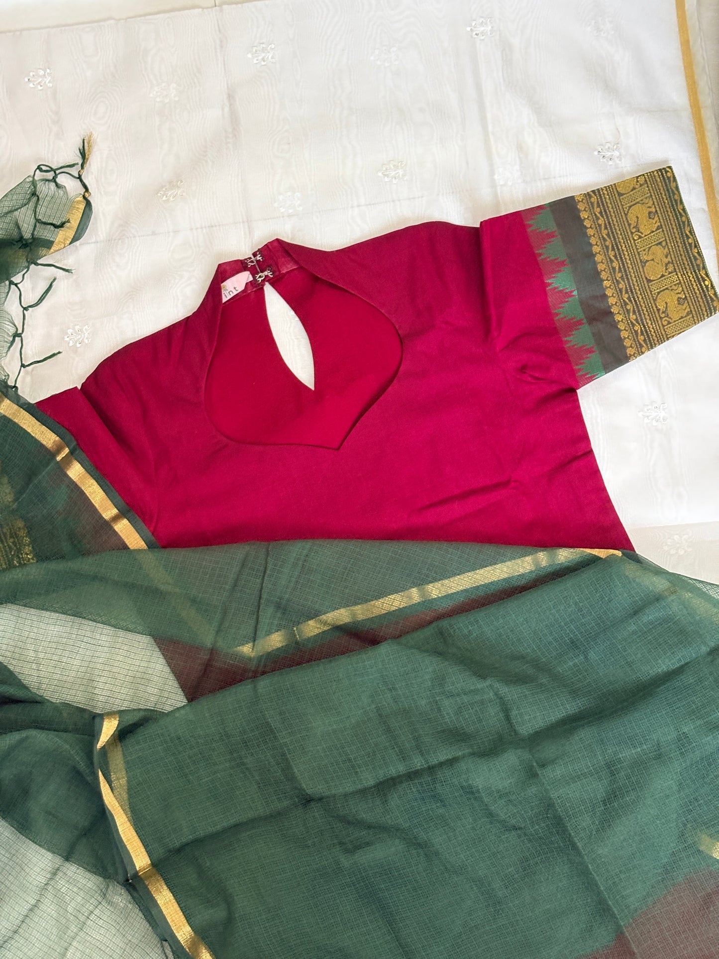 Hibiscus Kanchi Cotton Kurta with Kota Doria dupatta