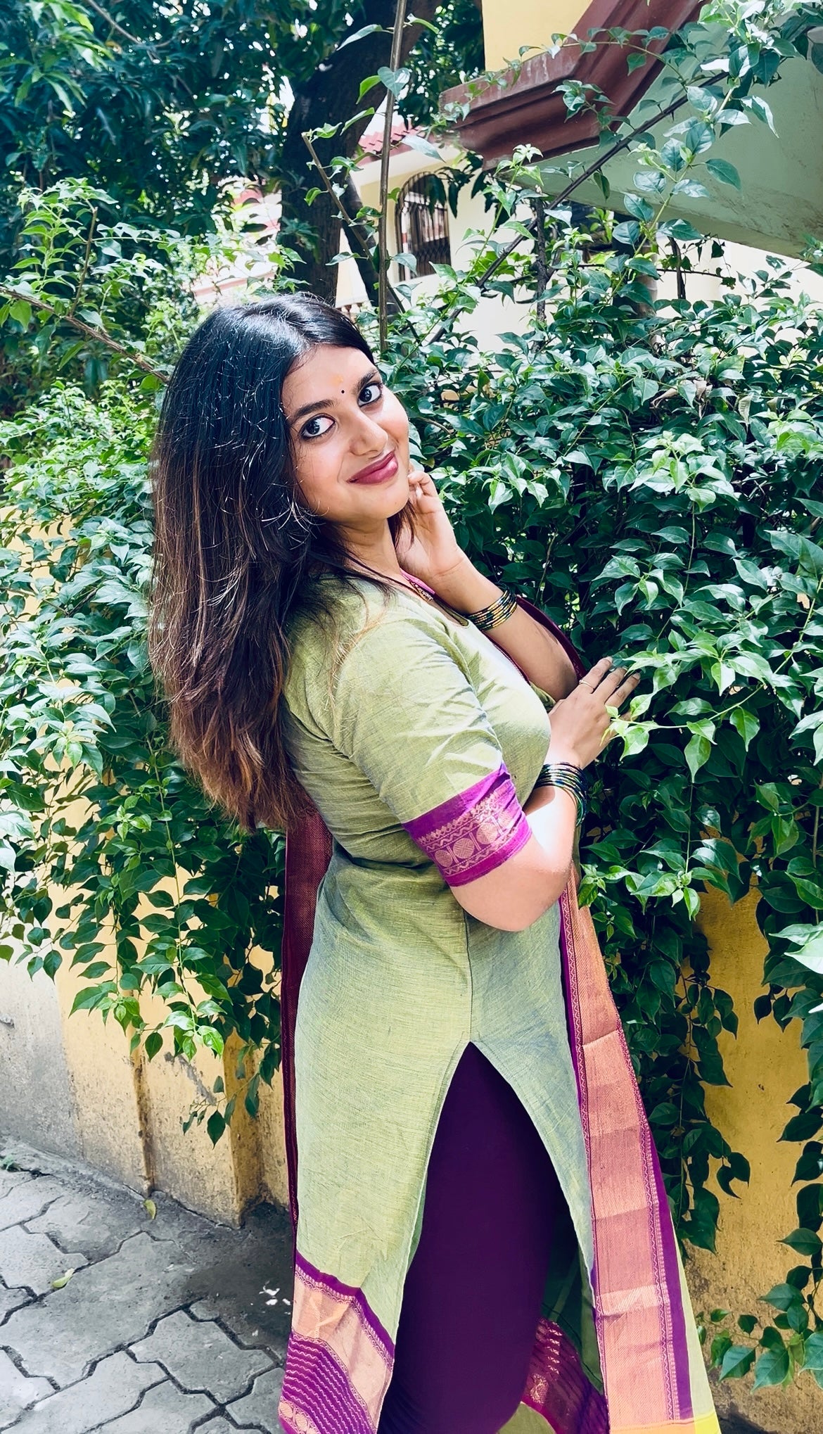 Olive Kanchi Cotton Kurta dupatta