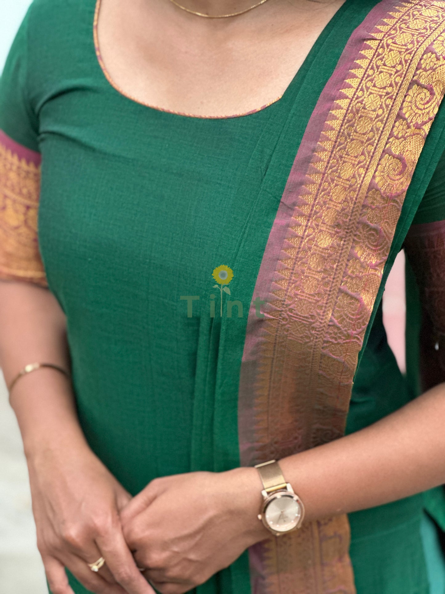 Heritage Green Kanchi Cotton Kurta dupatta