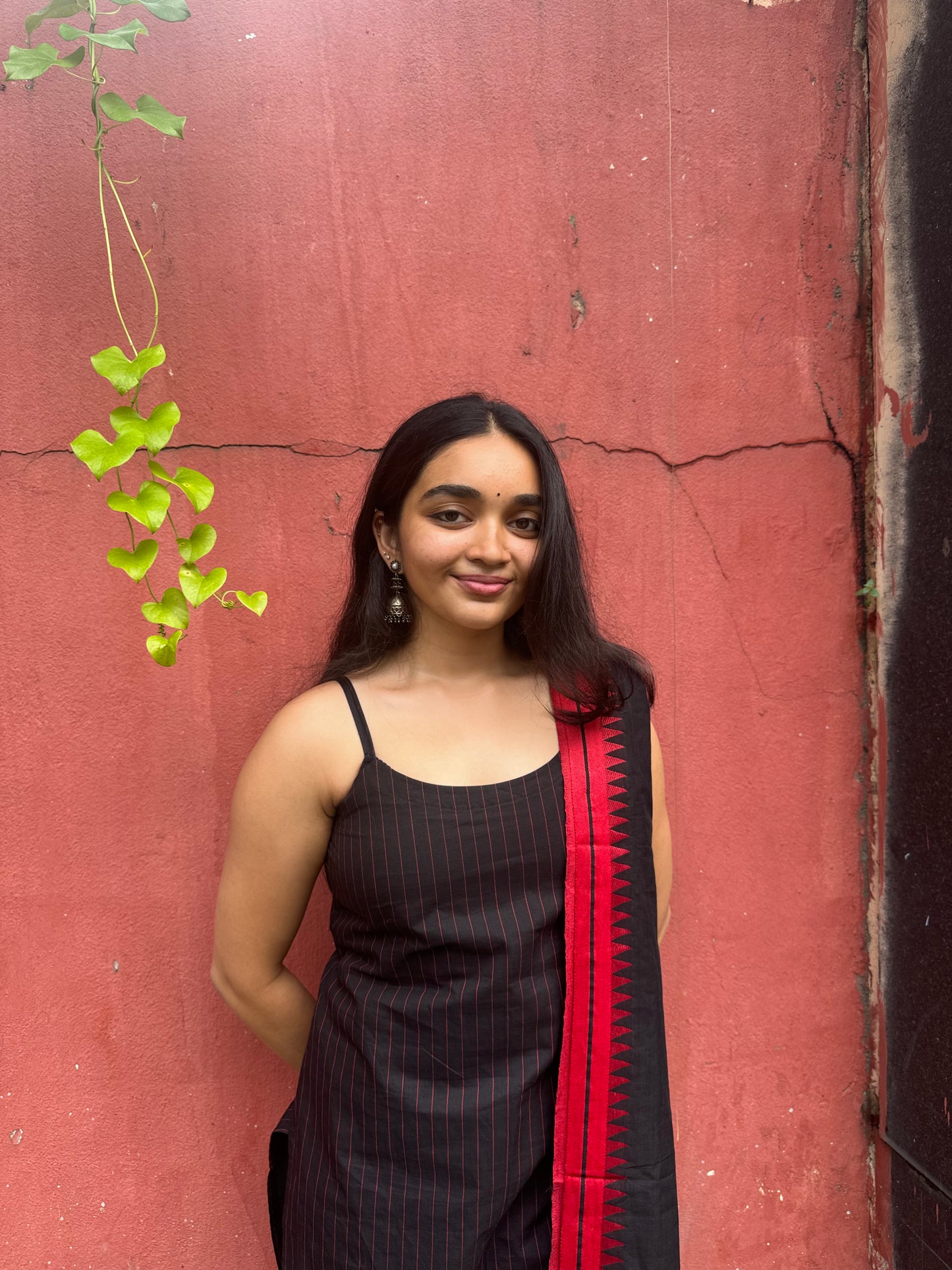Black thread border Cotton Kurta dupatta