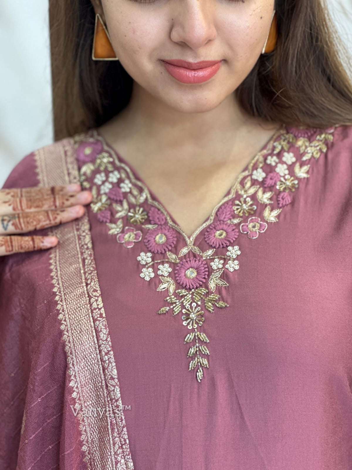 Dusky mauve festive Suit Set
