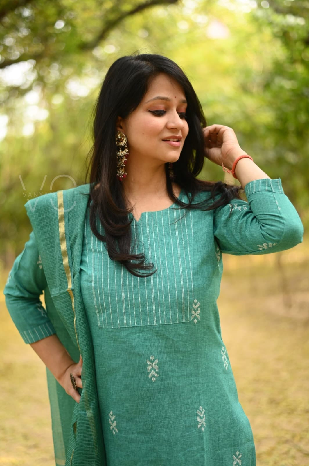 Turquoise south cotton Suit Set
