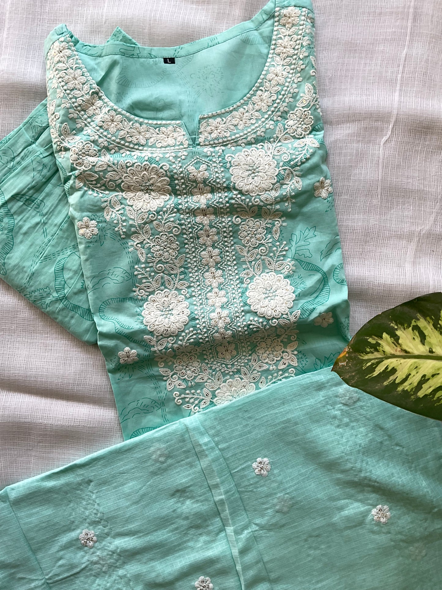 Turquoise green striped suit set