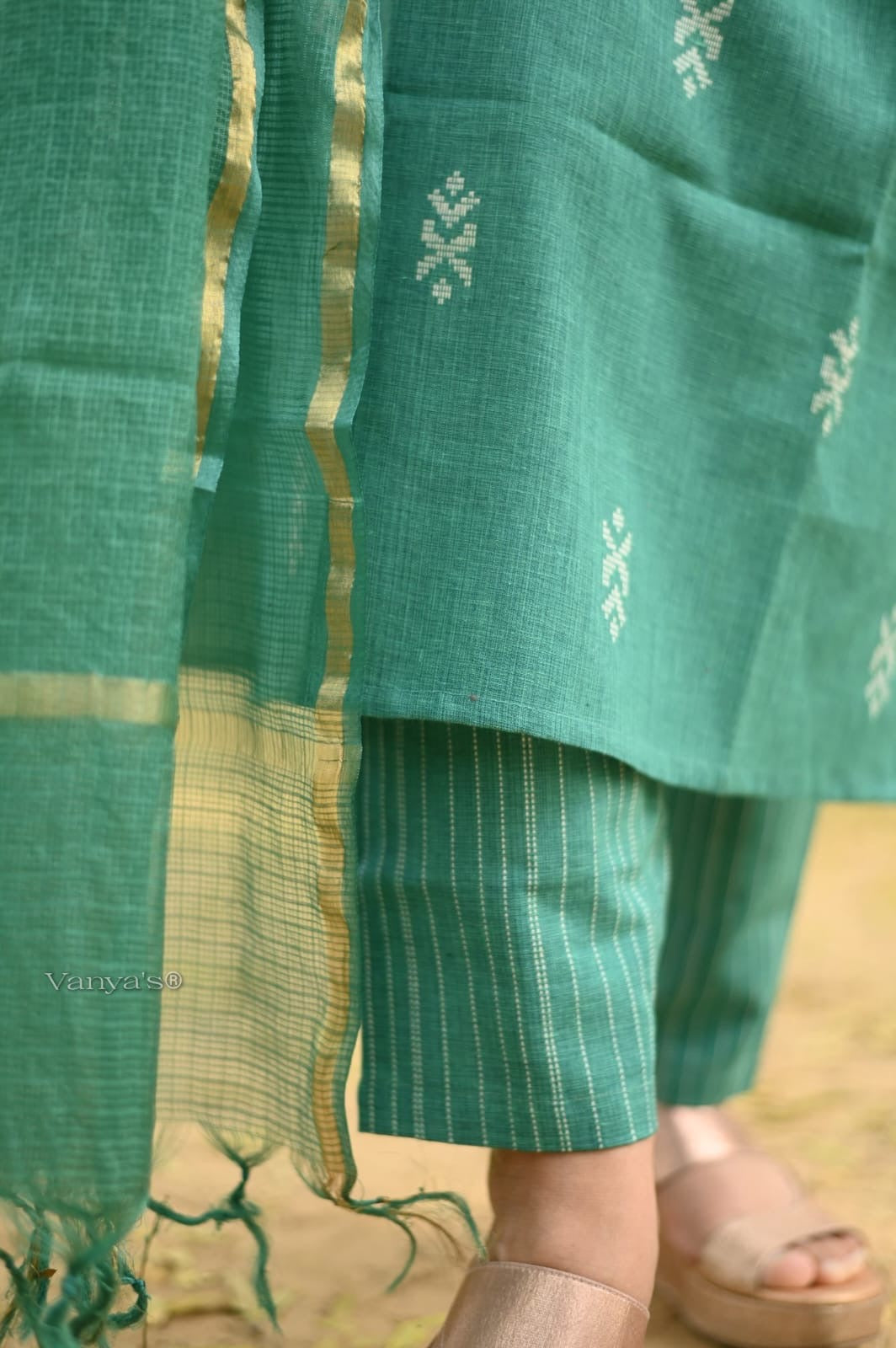 Turquoise south cotton Suit Set