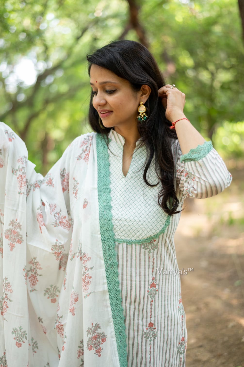Turquoise striped suit set
