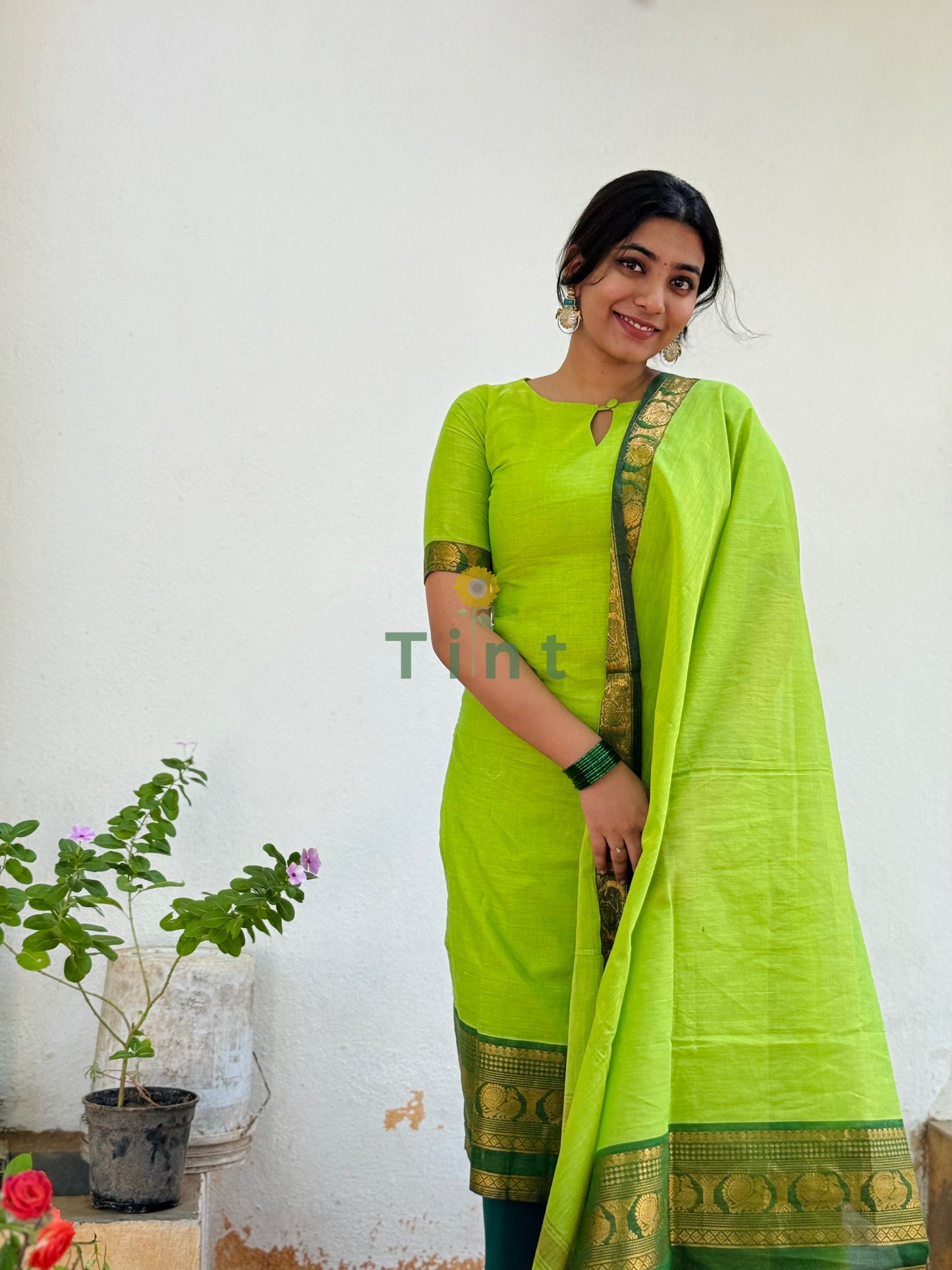 Kili – Green Kanchi Cotton Kurta dupatta