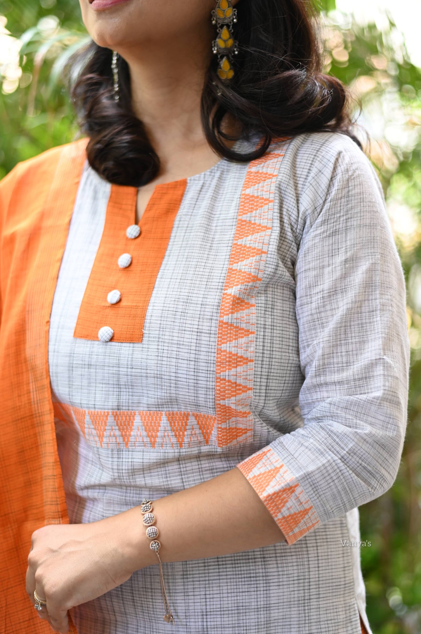 Orange mangalgiri suit set