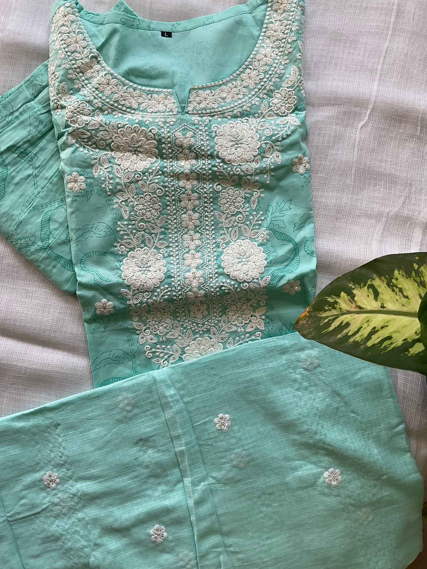Turquoise green striped suit set