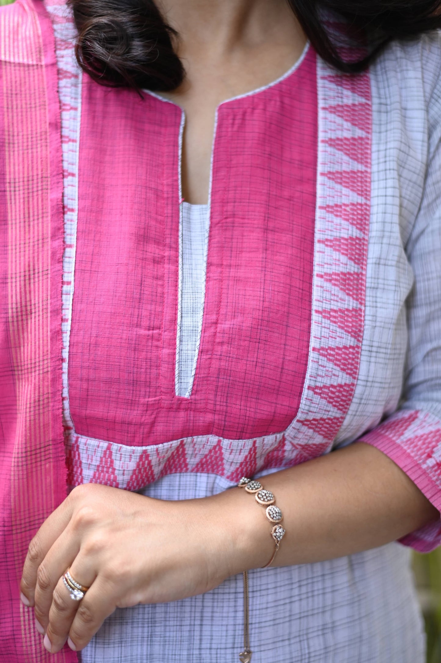 Pink mangalgiri suit set