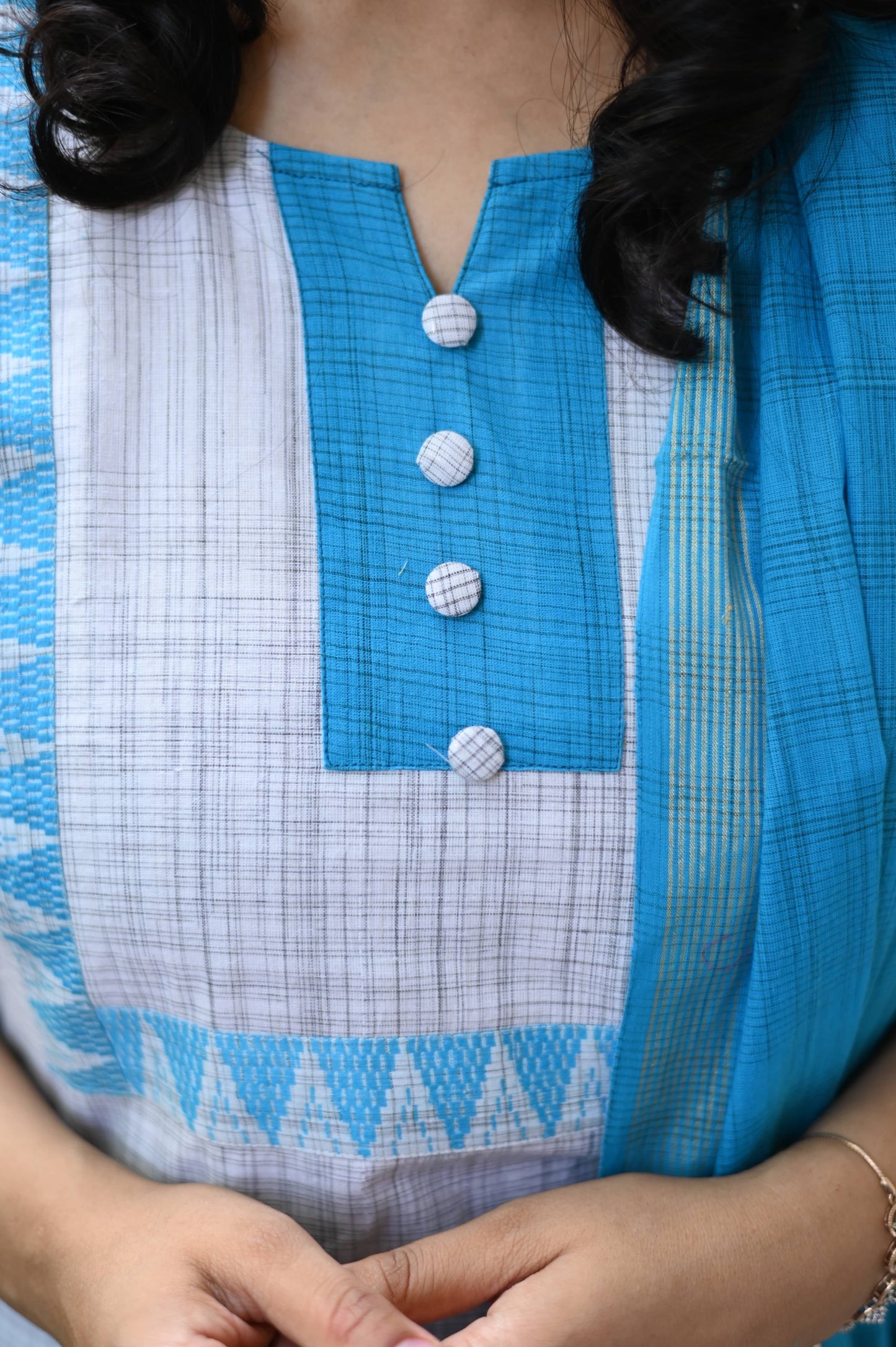 Blue mangalgiri suit set