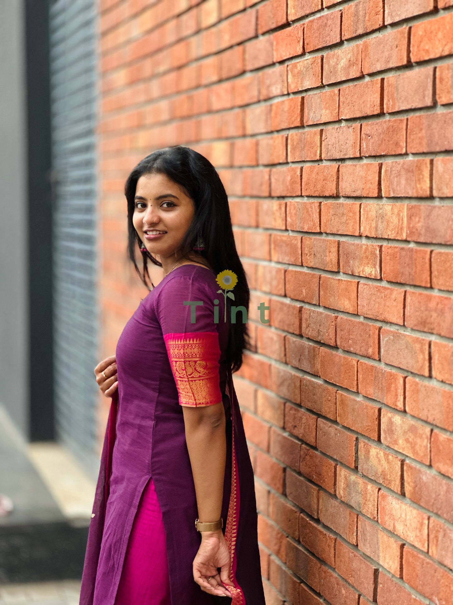 Royal Plum Kanchi Cotton Kurta dupatta