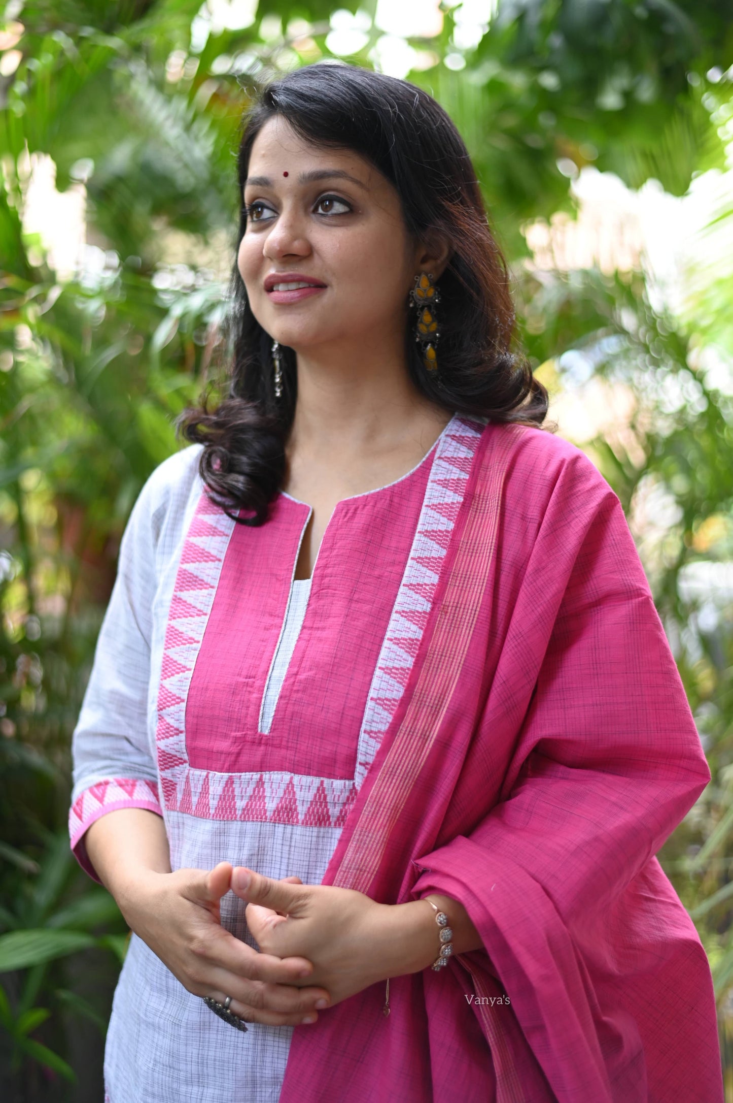Pink mangalgiri suit set