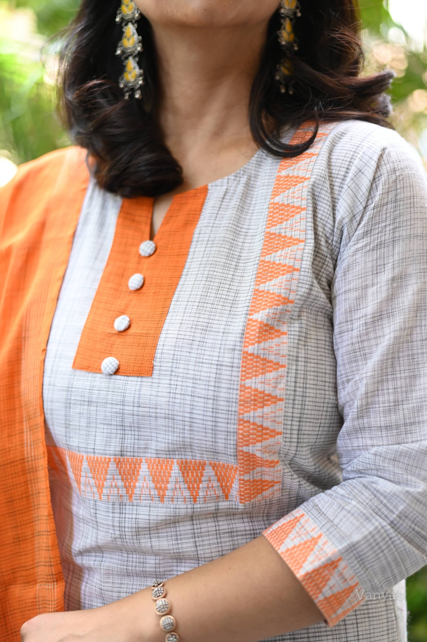 Orange mangalgiri suit set