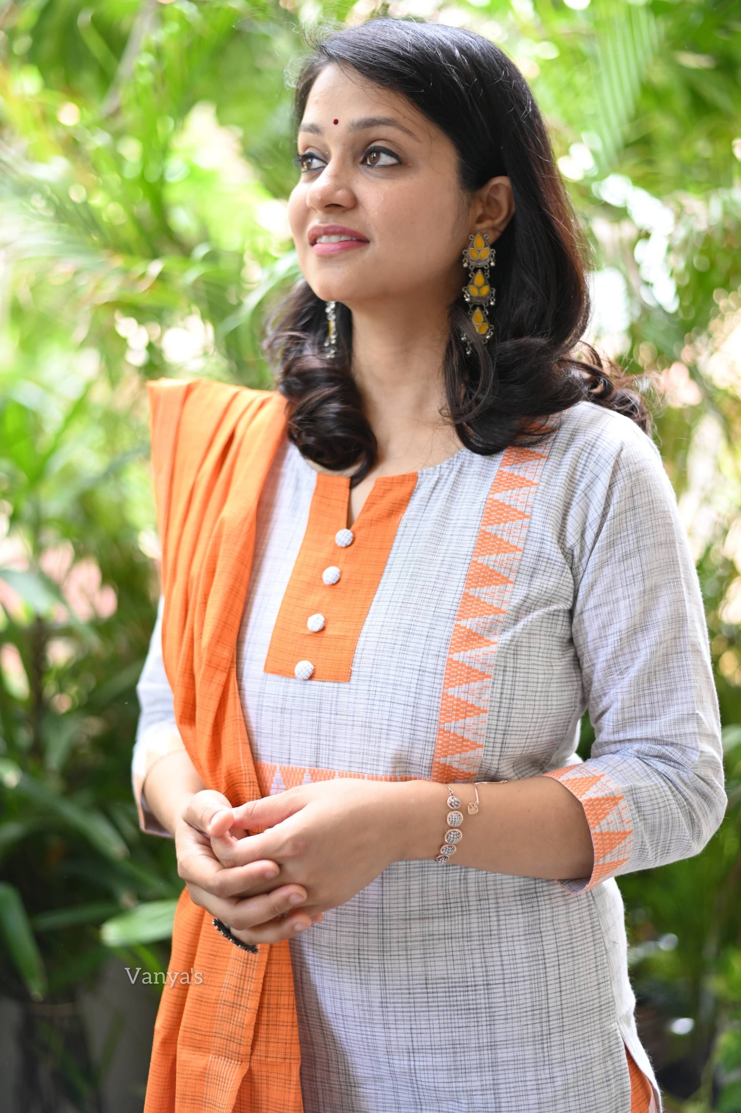 Orange mangalgiri suit set