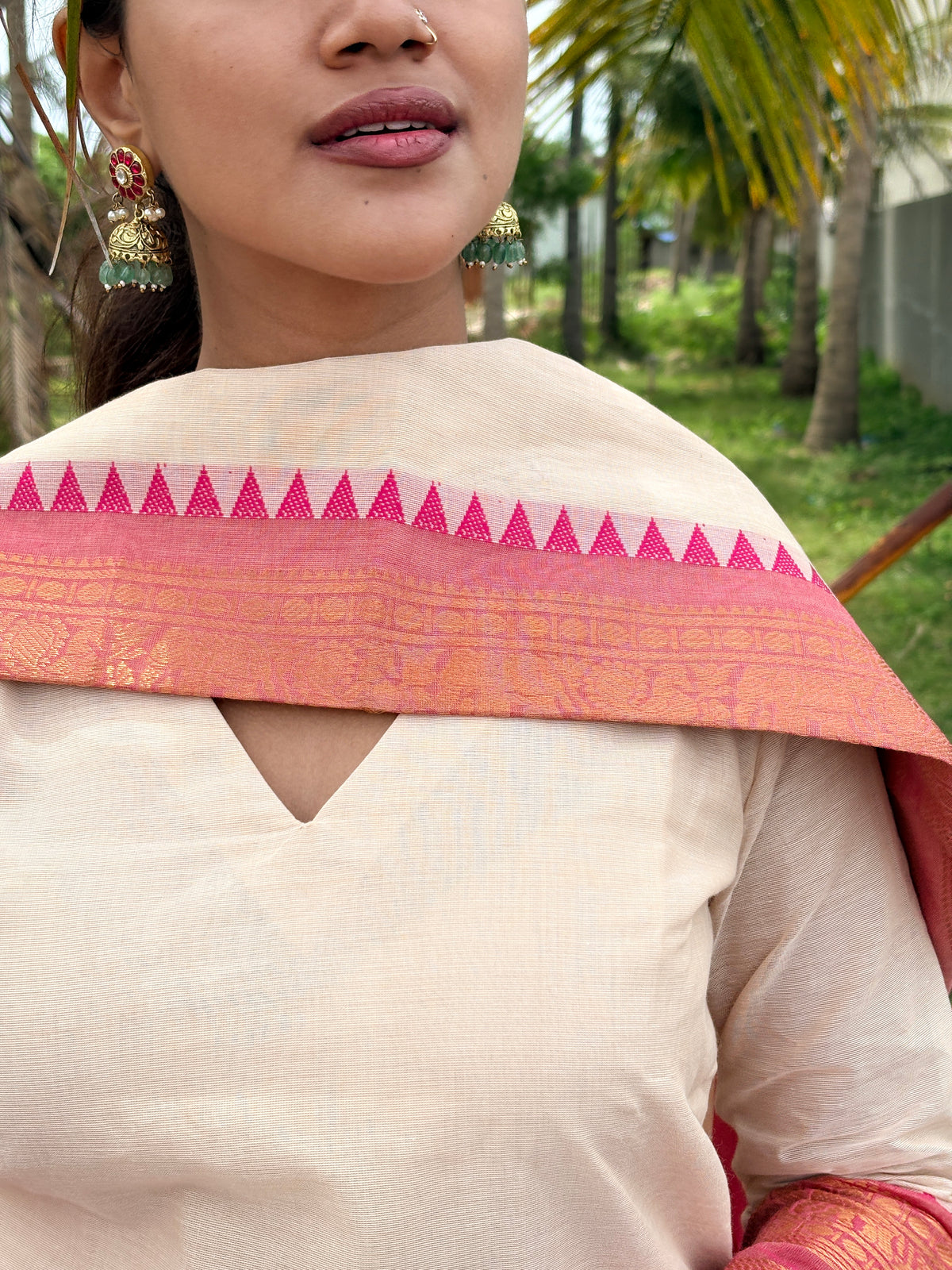 Onam bloom Unstitched cotton set (2-piece)