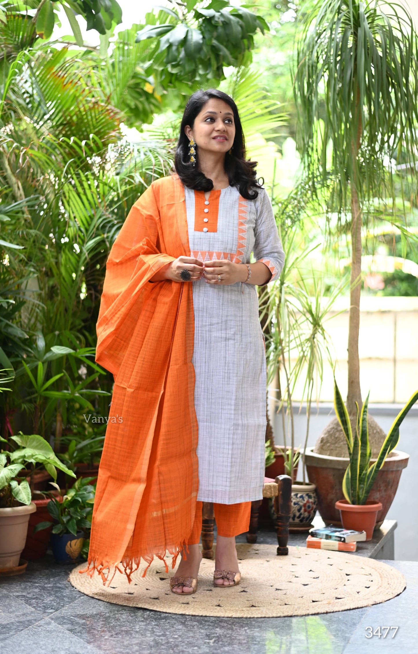 Orange mangalgiri suit set