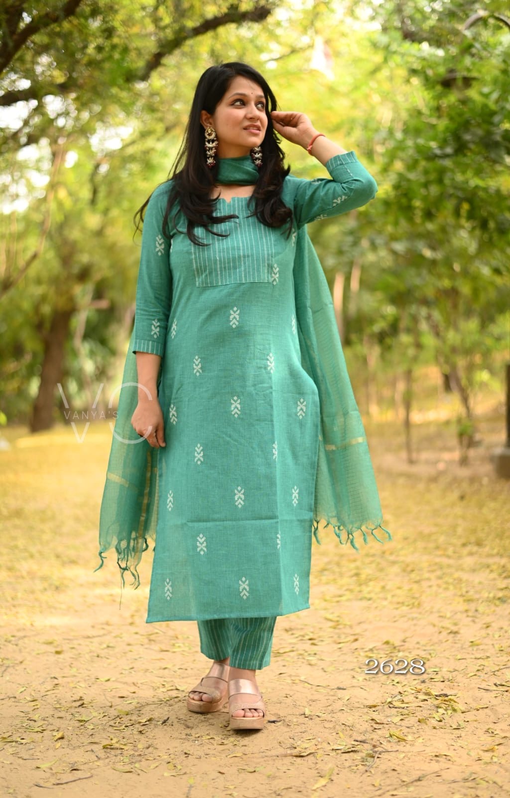 Turquoise south cotton Suit Set
