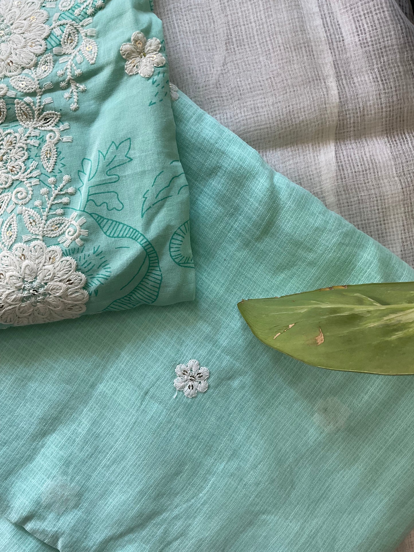 Turquoise green striped suit set