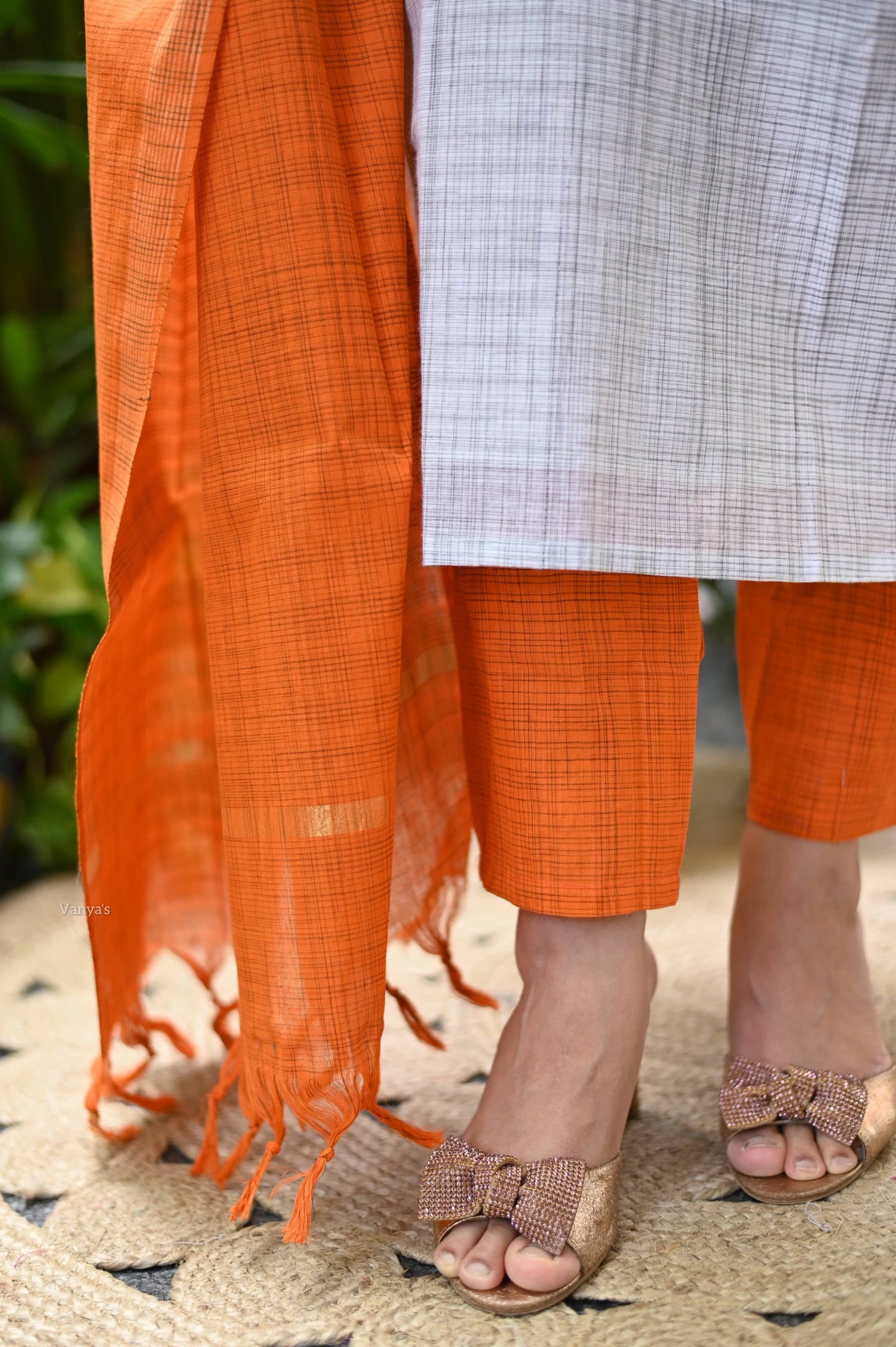 Orange mangalgiri suit set