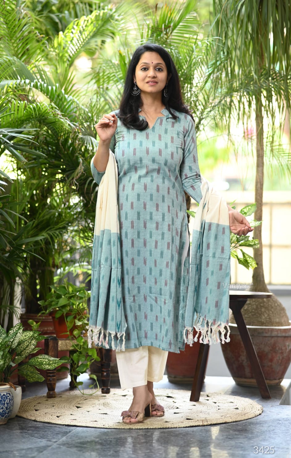 Blue ikat suit set