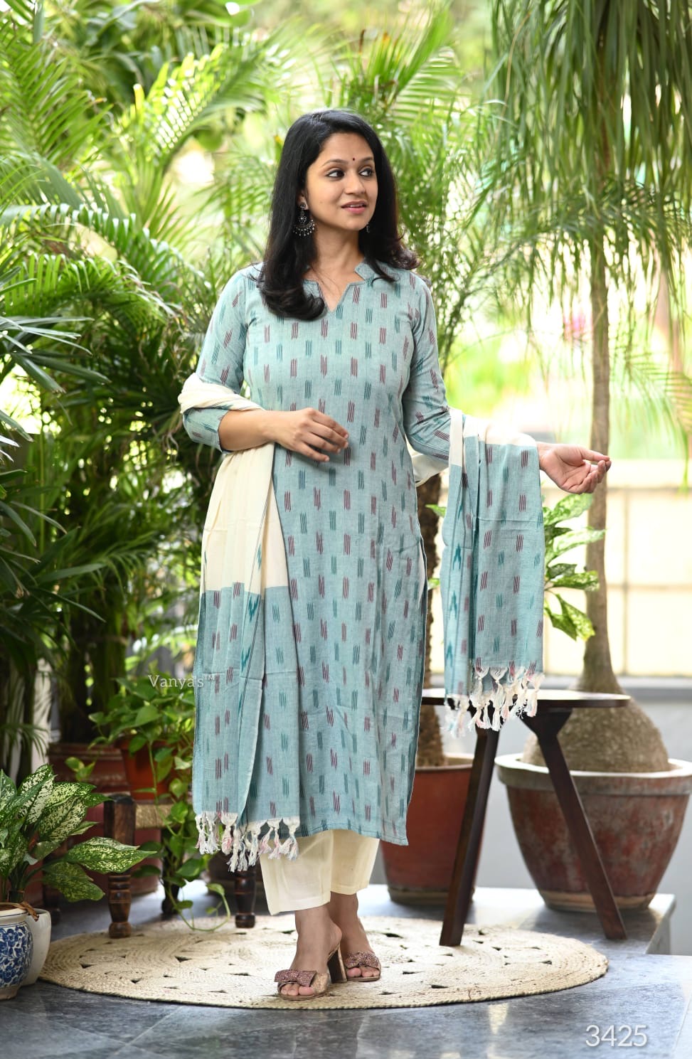Blue ikat suit set