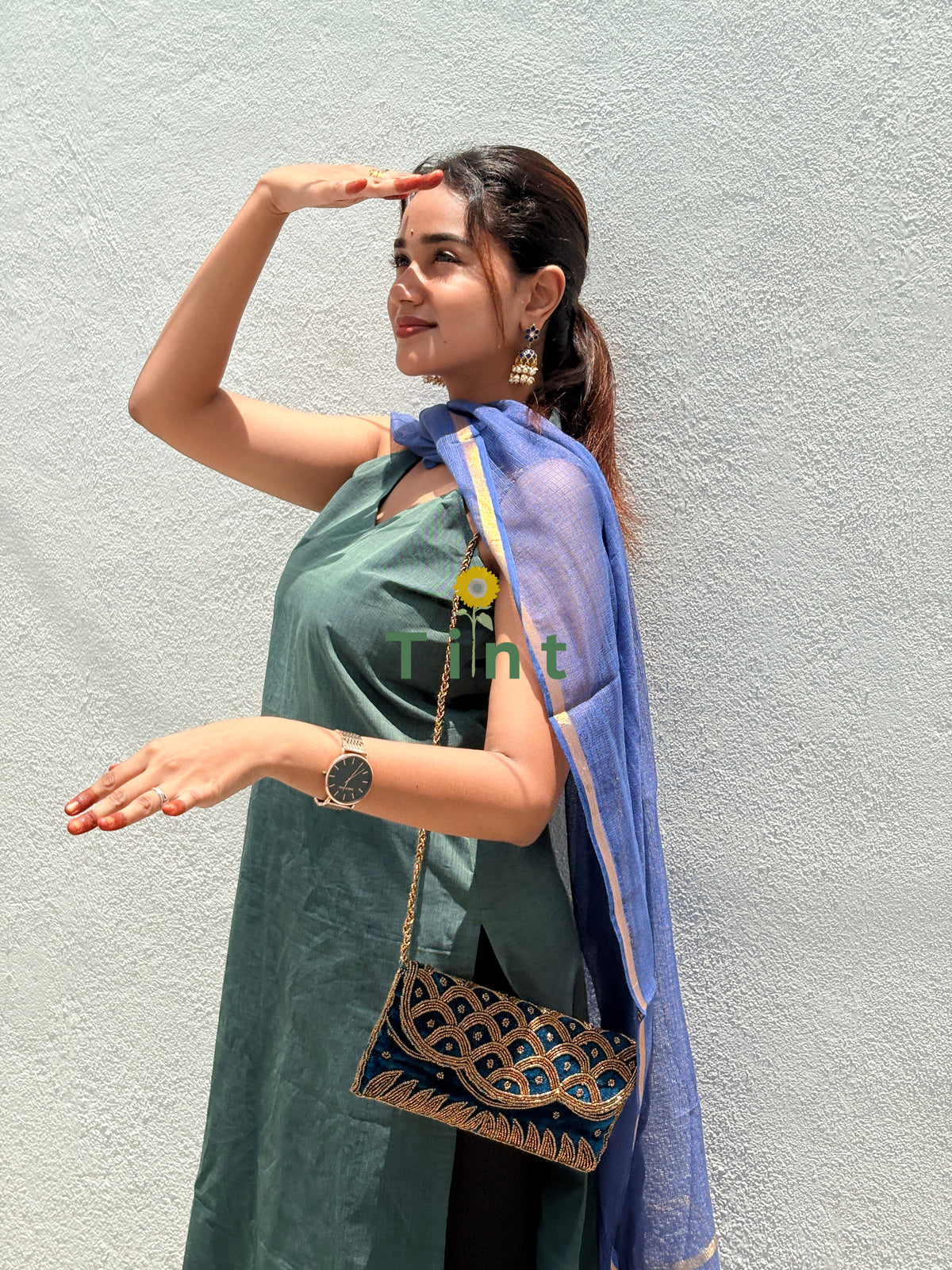 Sage green Kanchi Cotton with Kota Dupatta