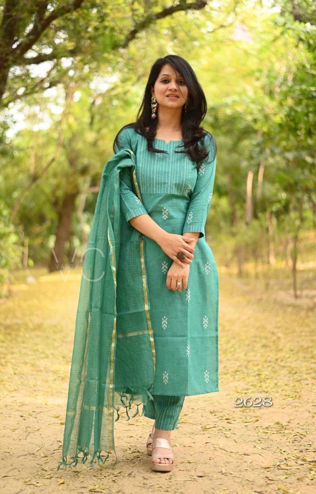 Turquoise south cotton Suit Set