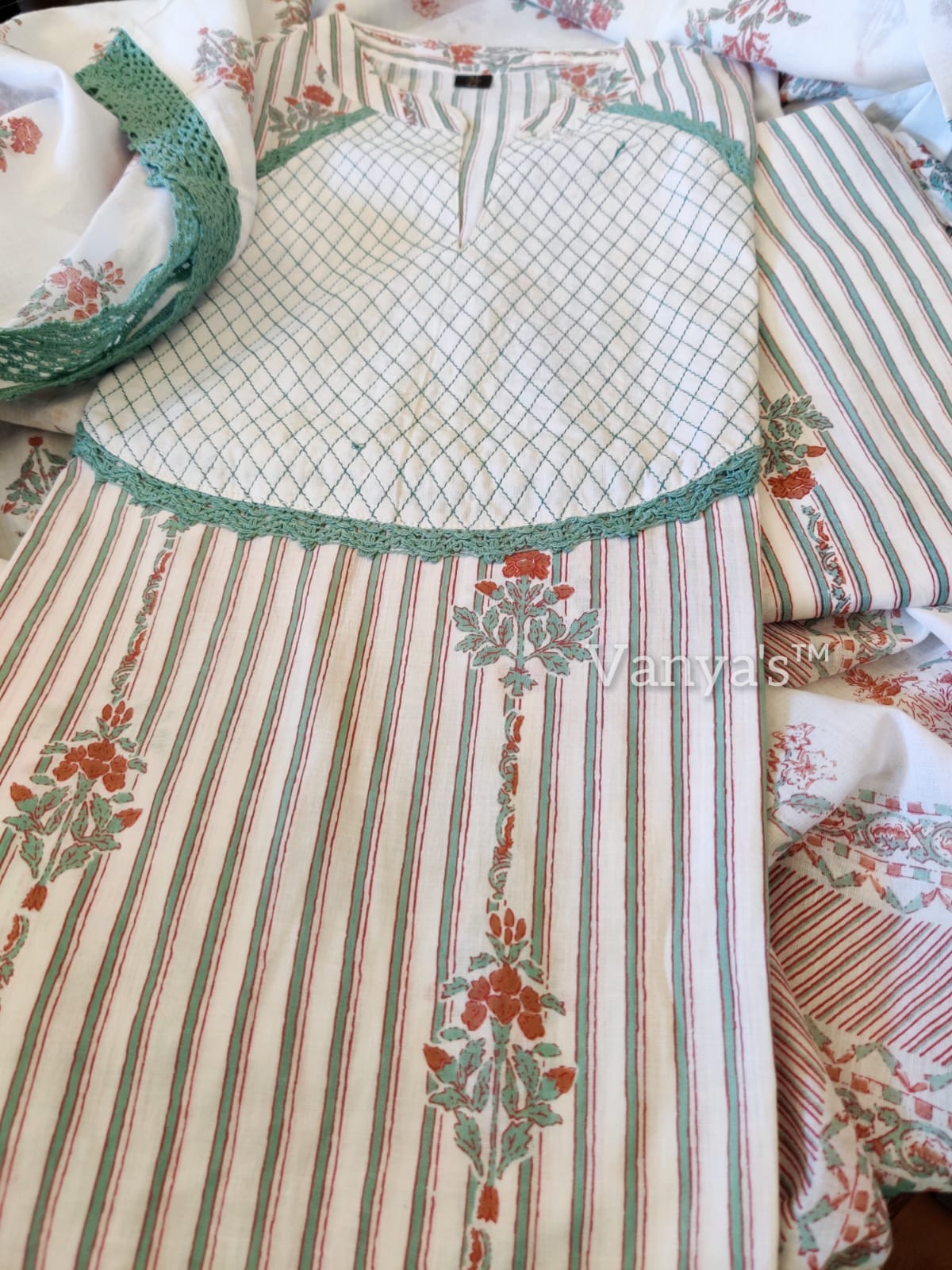 Turquoise striped suit set