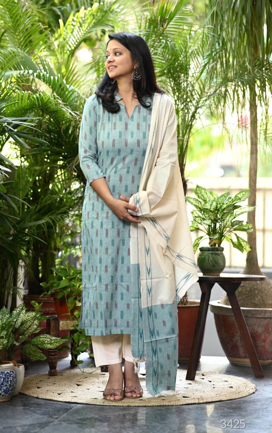 Blue ikat suit set