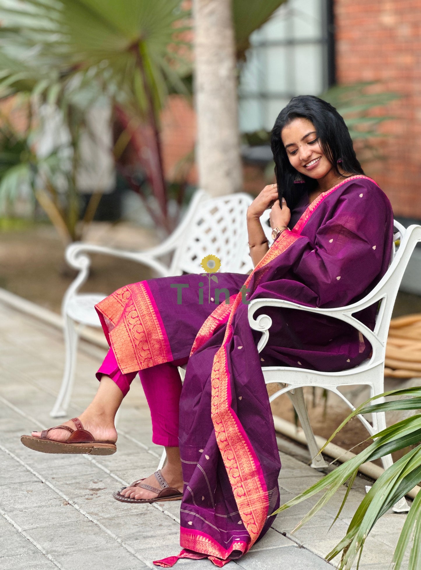 Royal Plum Kanchi Cotton Kurta dupatta