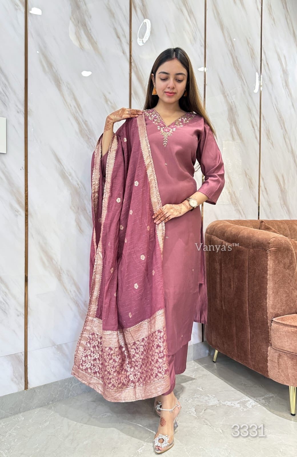 Dusky mauve festive Suit Set