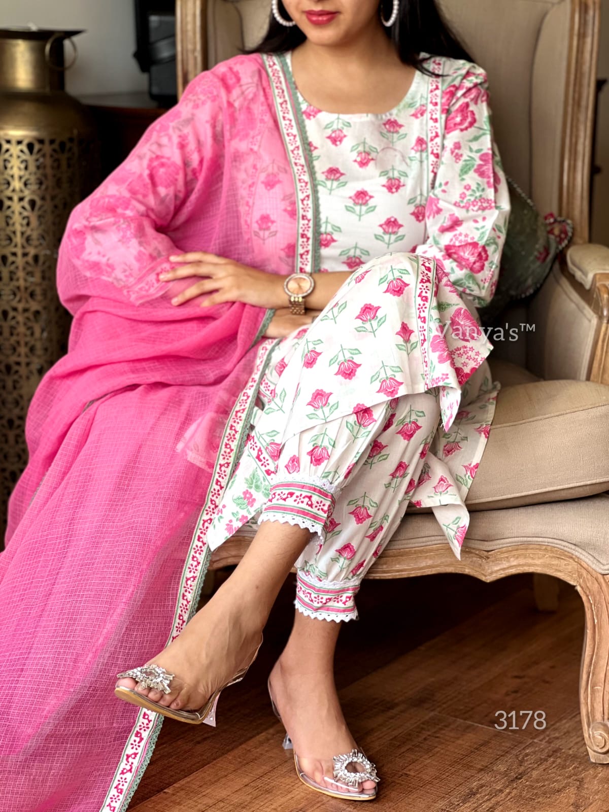 Rose striped suit set