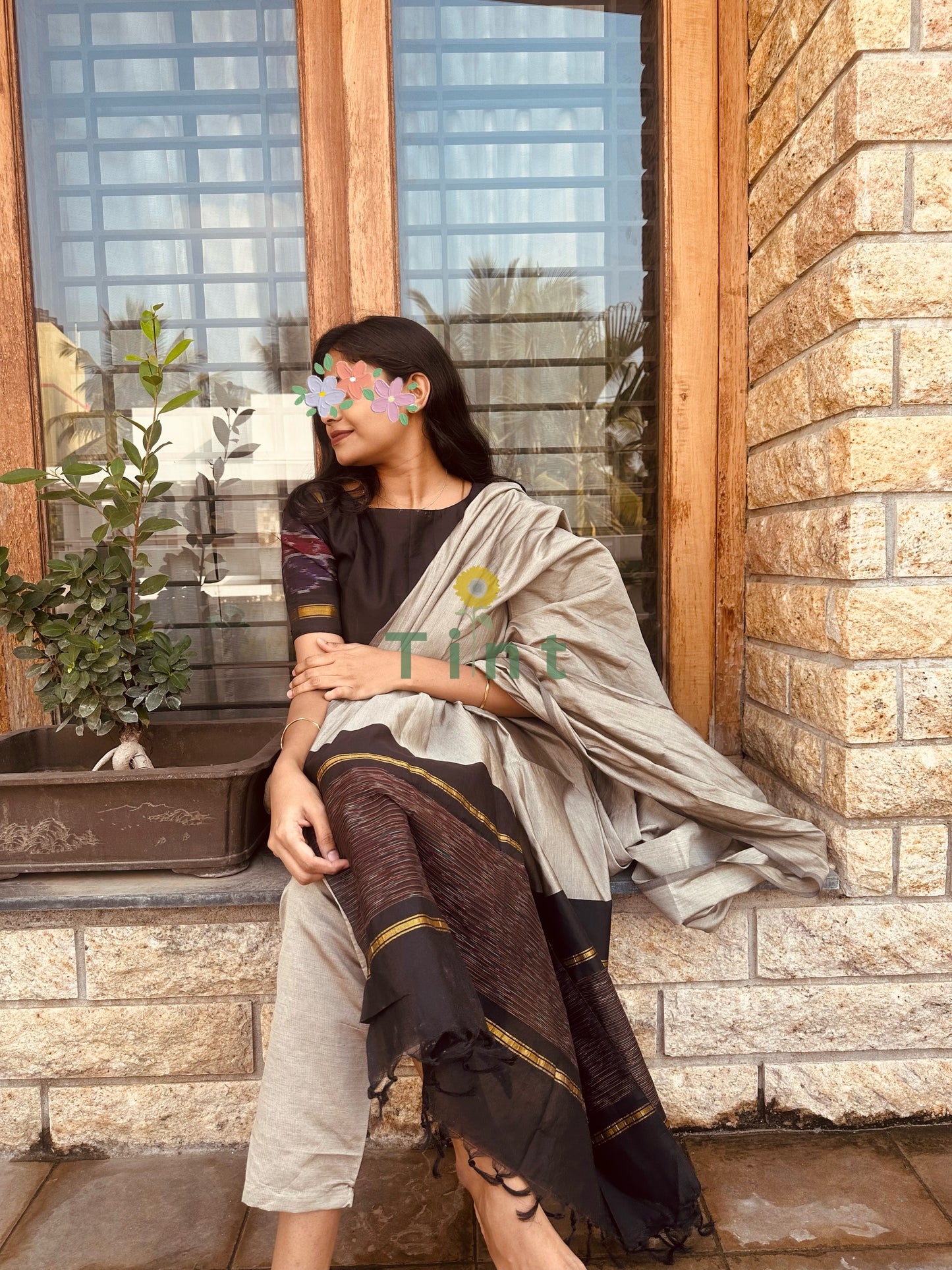Grey Ikat silk