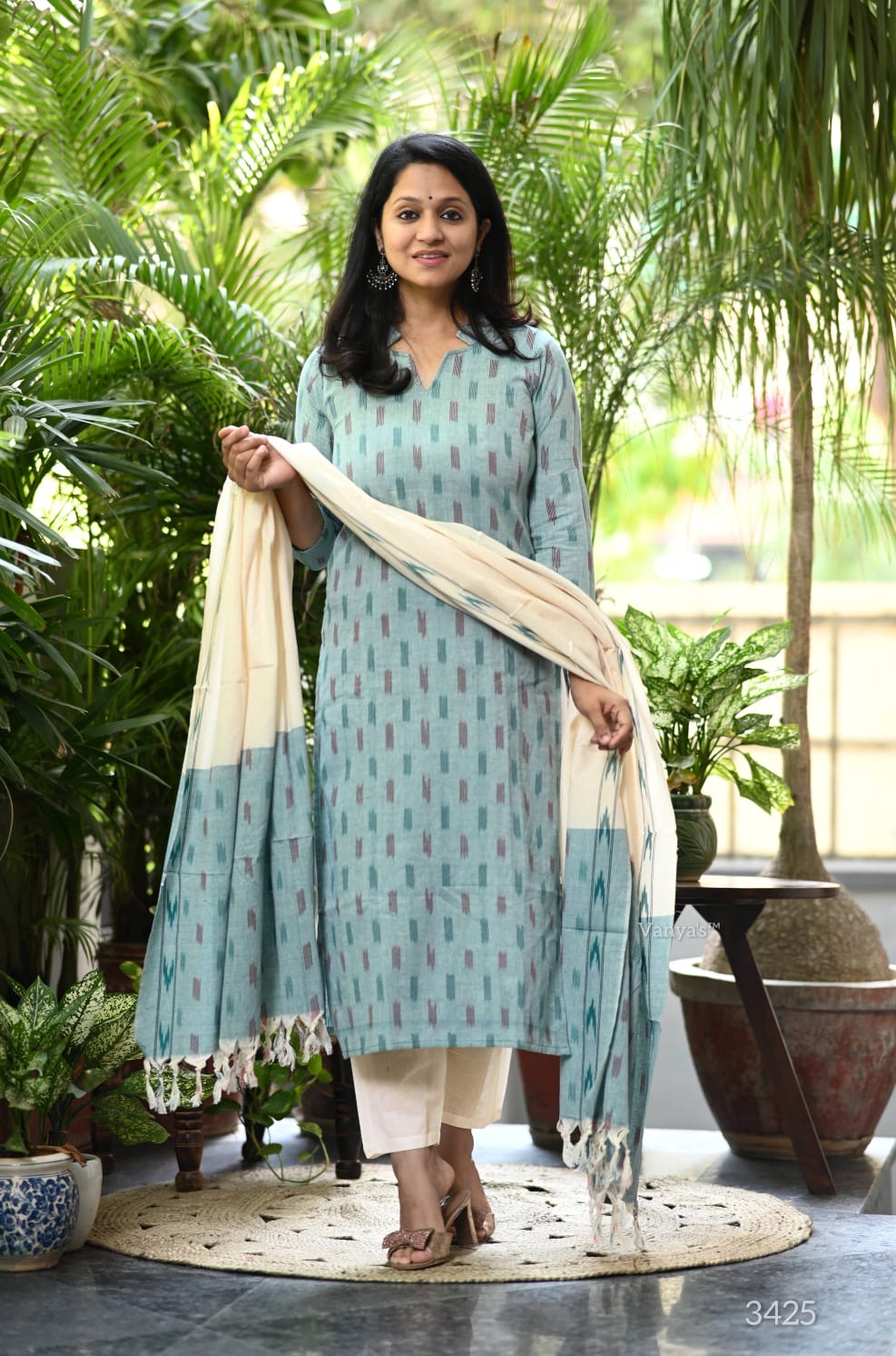 Blue ikat suit set