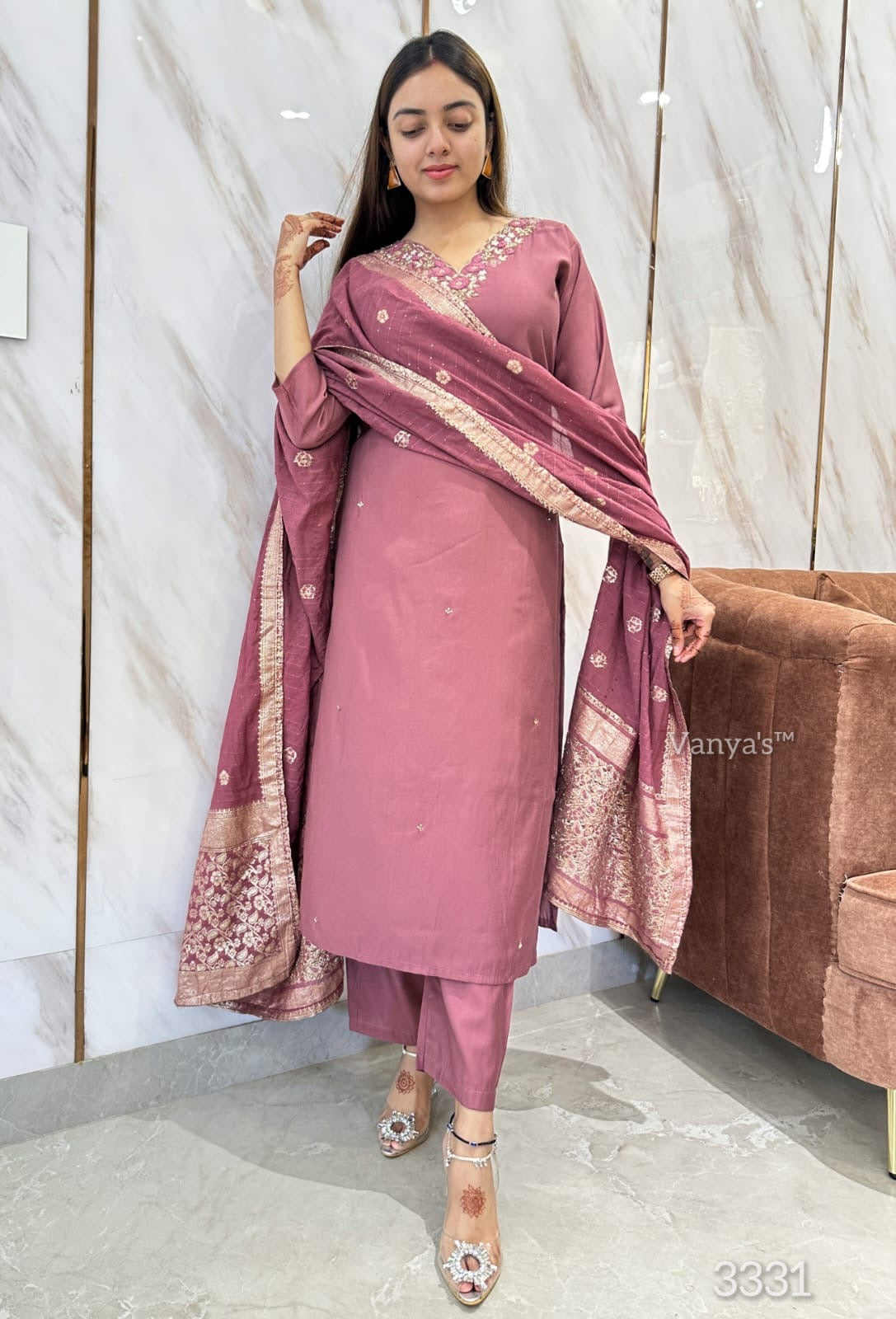Dusky mauve festive Suit Set