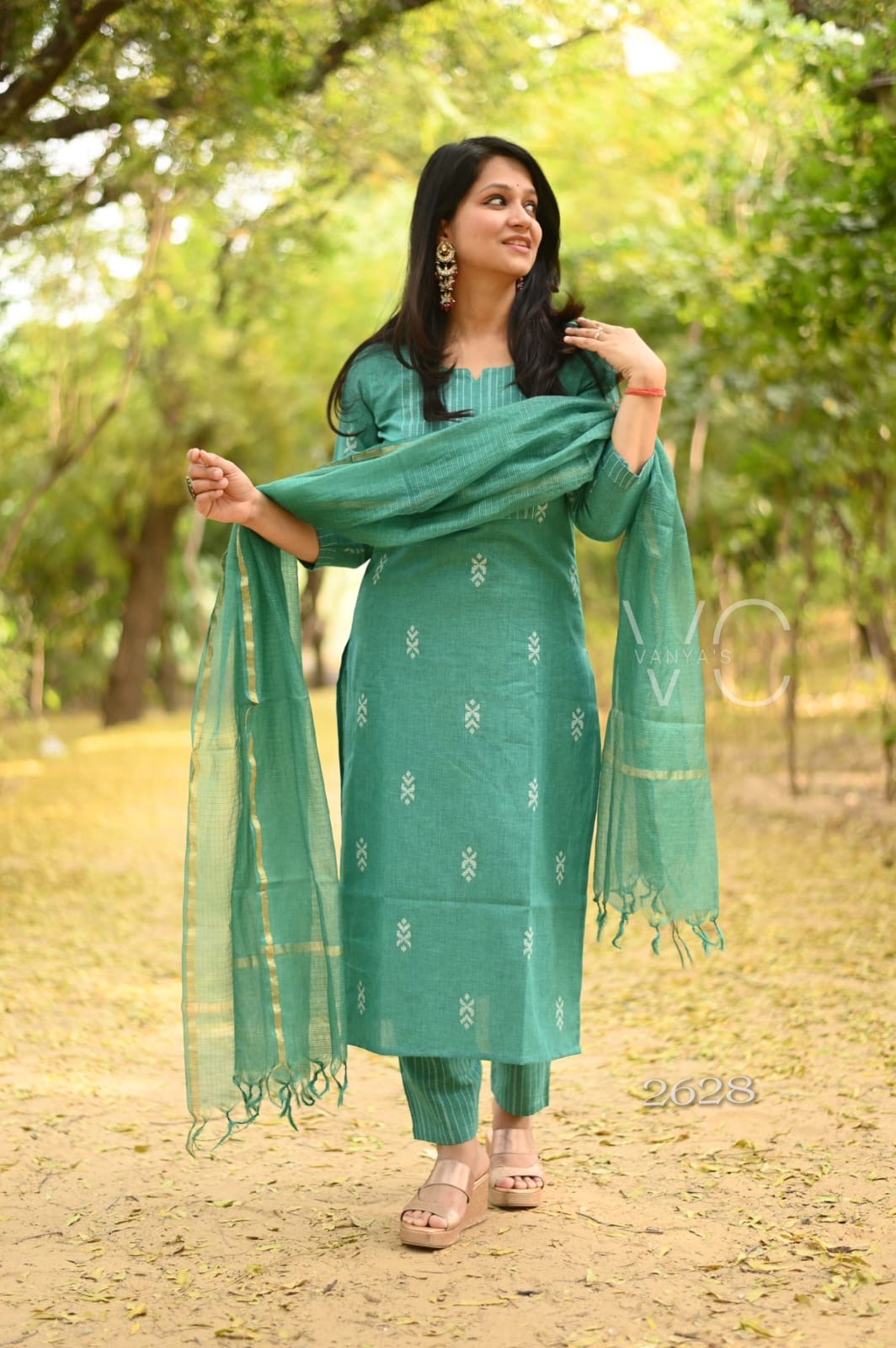 Turquoise south cotton Suit Set