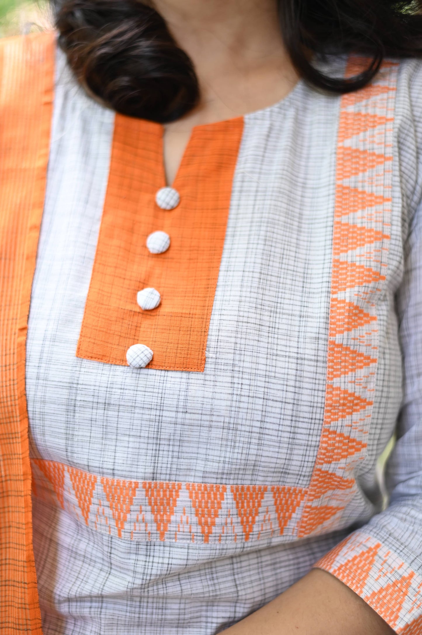 Orange mangalgiri suit set