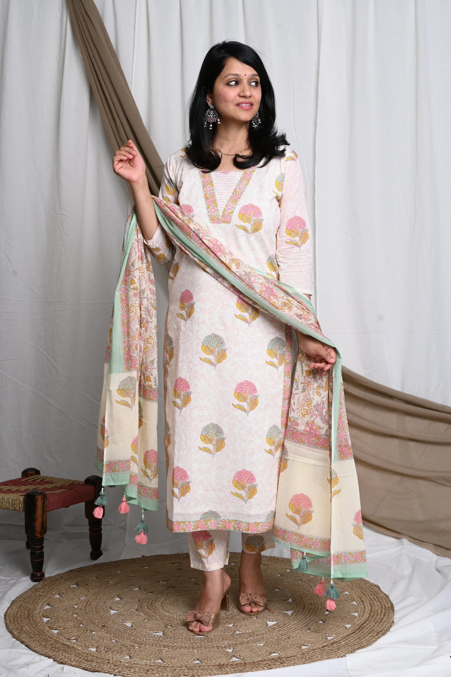 Light Mood Handblock Printed Cotton Suit Set