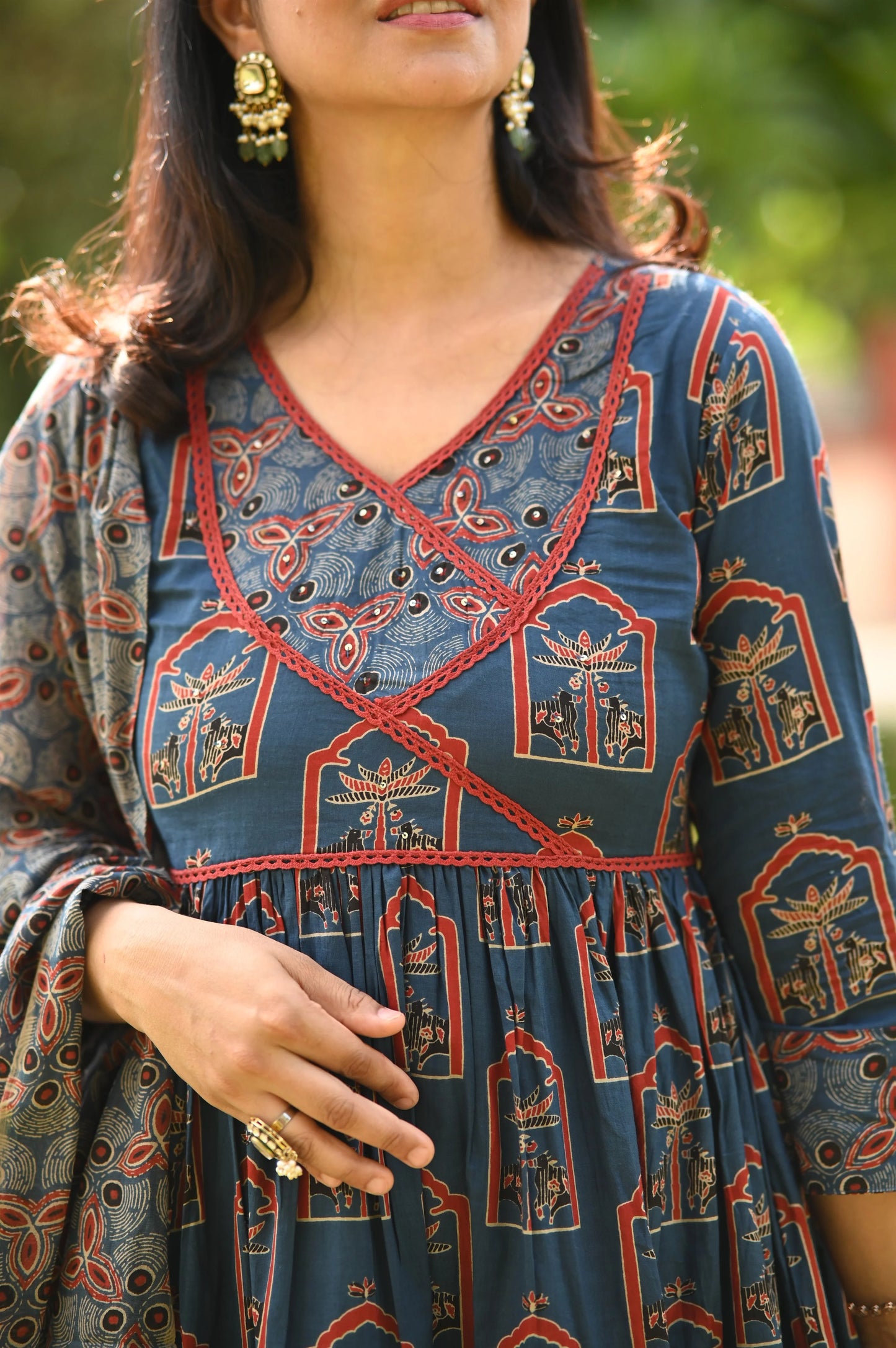 Indigo Bloom Anarkali Suit Set