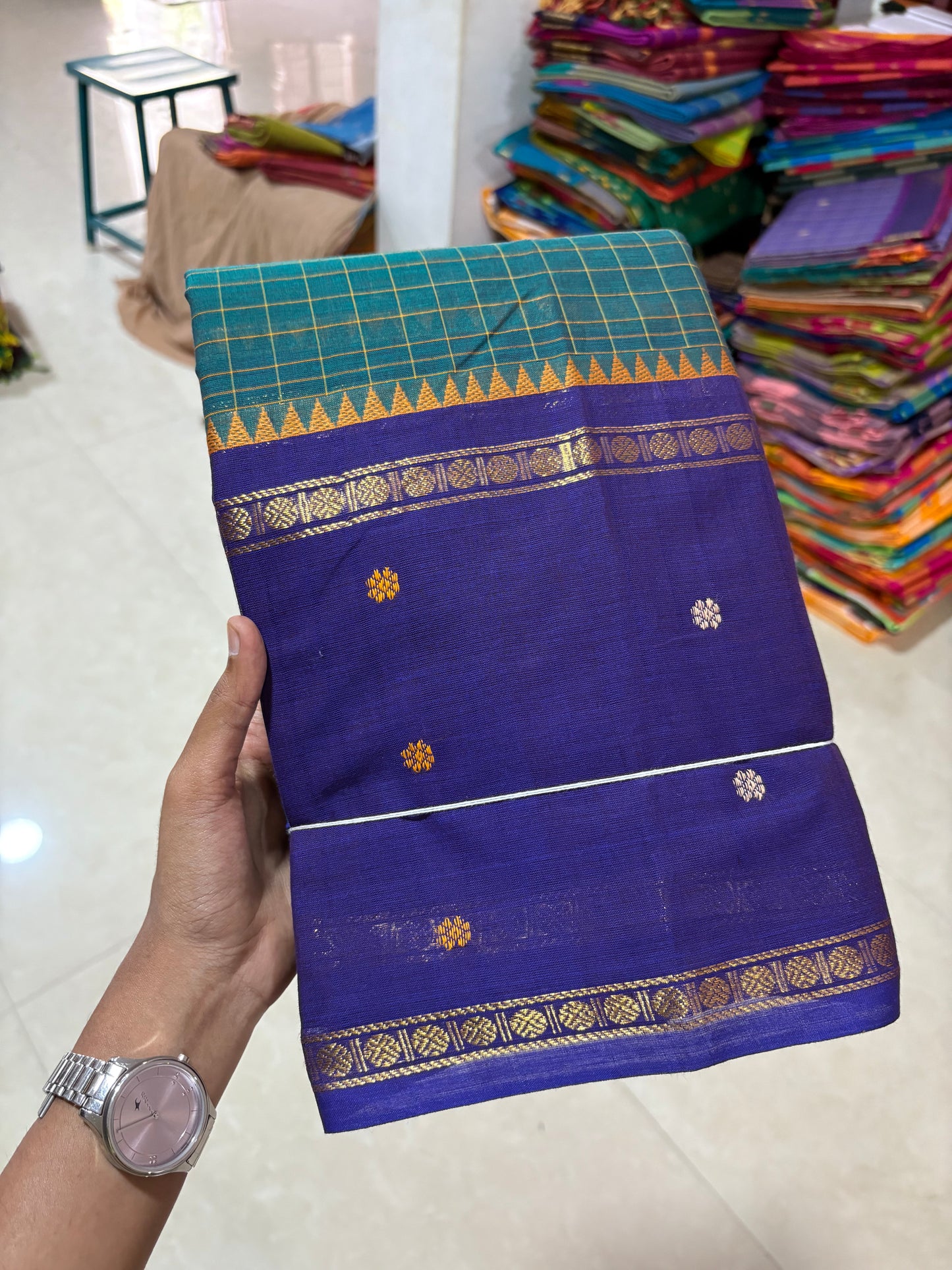Peacock kattam cotton saree