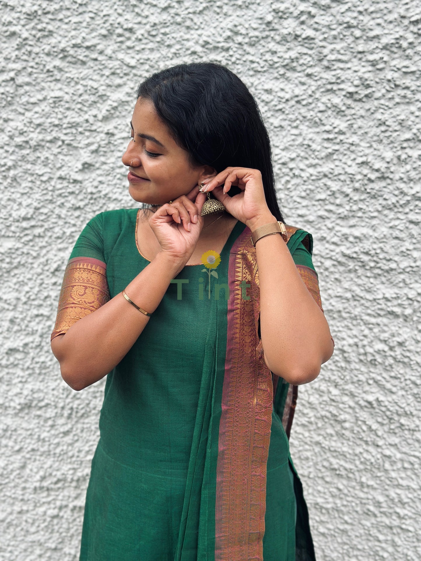Heritage Green Kanchi Cotton Kurta dupatta