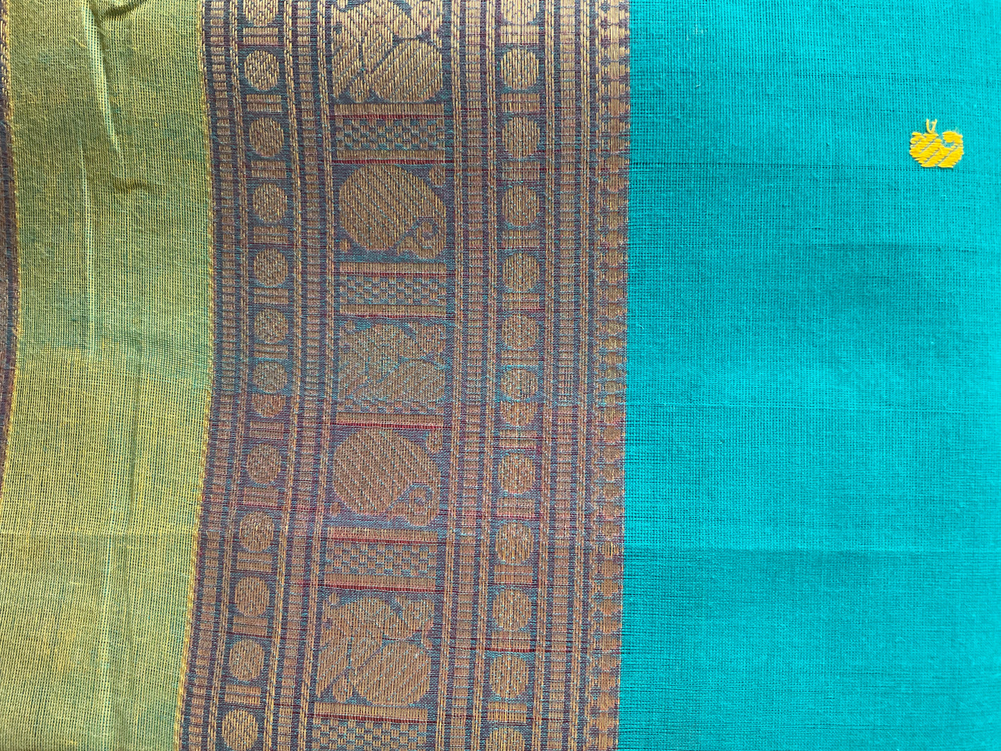 Turquoise Kanchi cotton saree