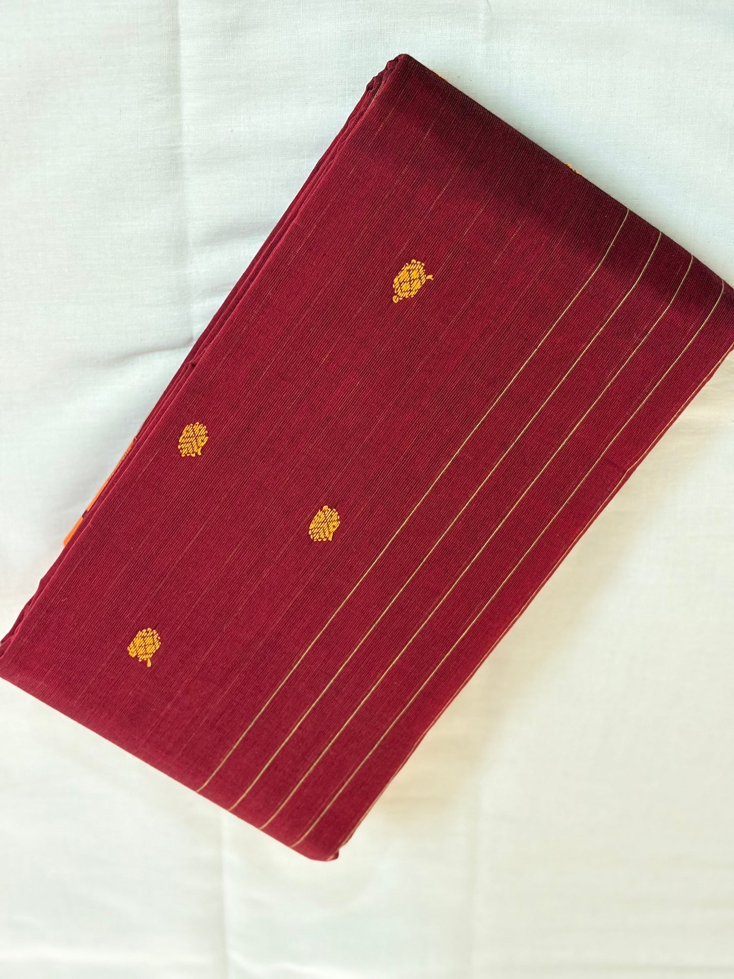 Maroon thread butta cotton saree