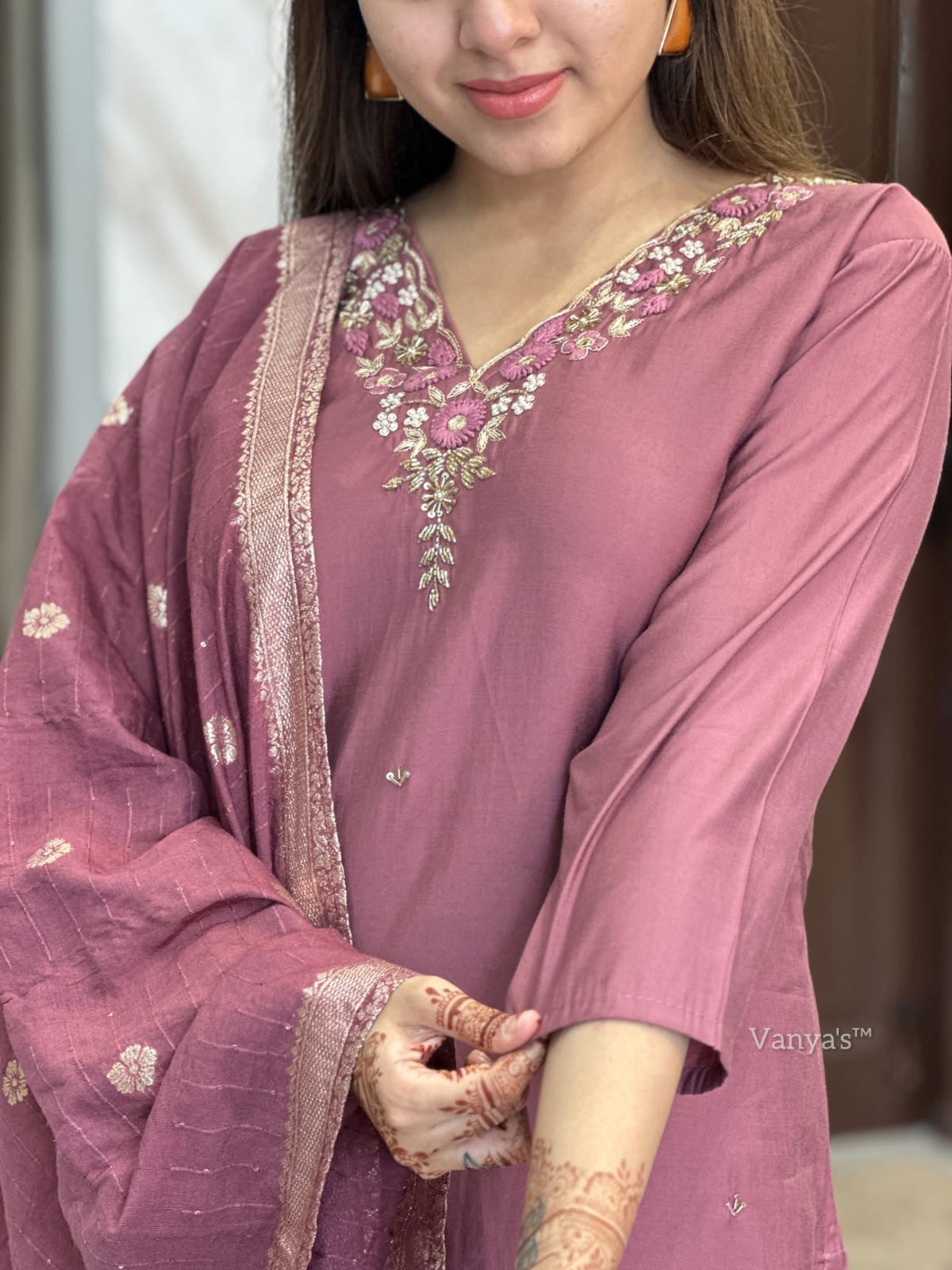 Dusky mauve festive Suit Set