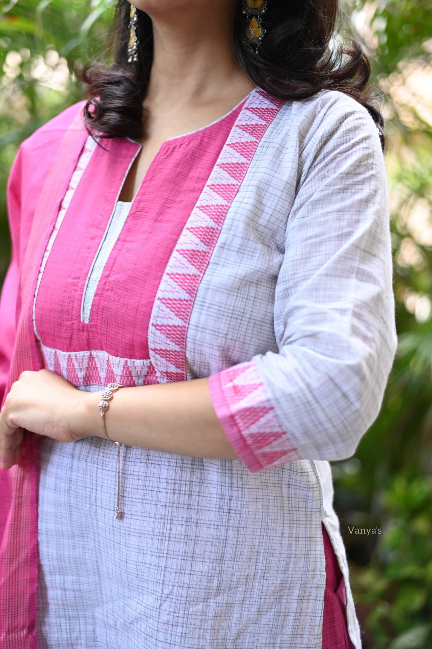 Pink mangalgiri suit set