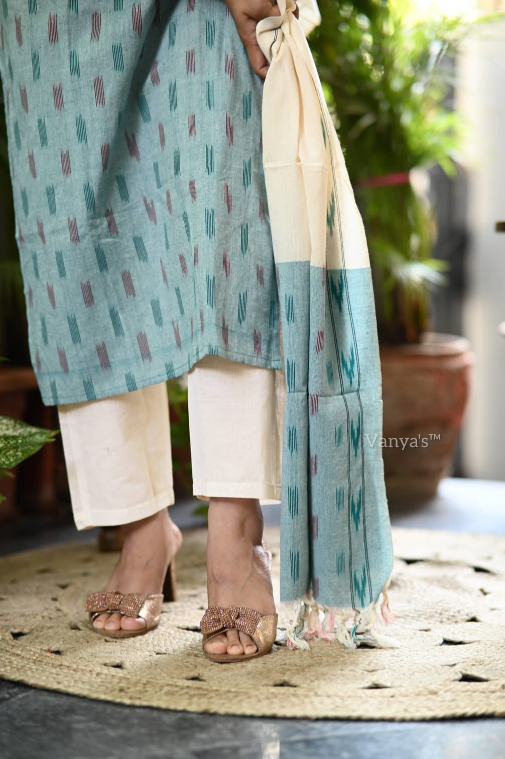 Blue ikat suit set