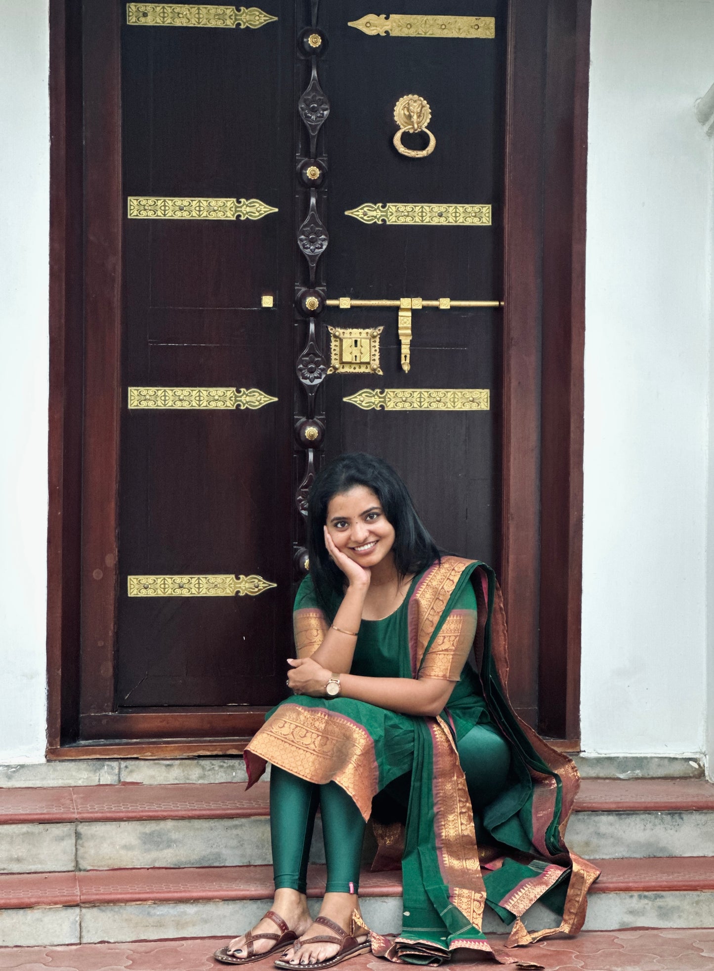 Heritage Green Kanchi Cotton Kurta dupatta