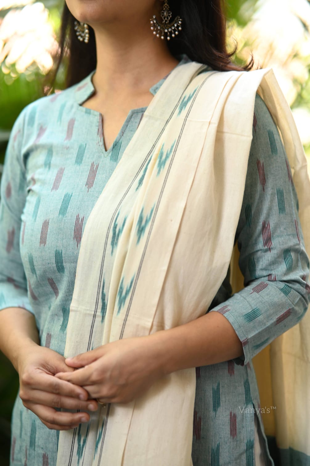 Blue ikat suit set