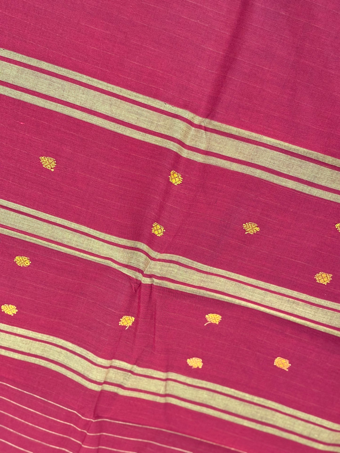 Maroon thread butta cotton saree